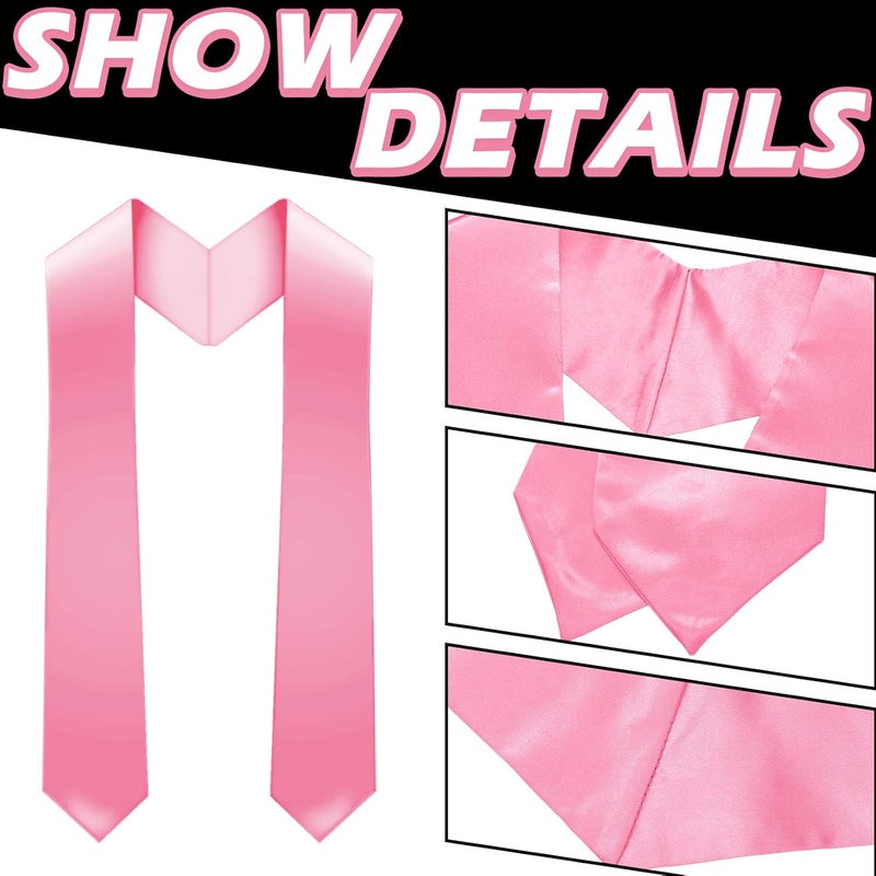 Geyoga 12 Pieces Unisex Graduation Stole Bulk Sublimation Blank Grad Sash Plain Graduate Honor Stole, 70 Inches (Pink) - Image 3